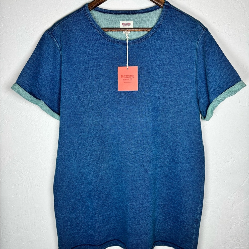 Mossimo Supply Co. Women’s Denim Blue Short Sleeve Tee‎ Sweatshirt Material Sz M